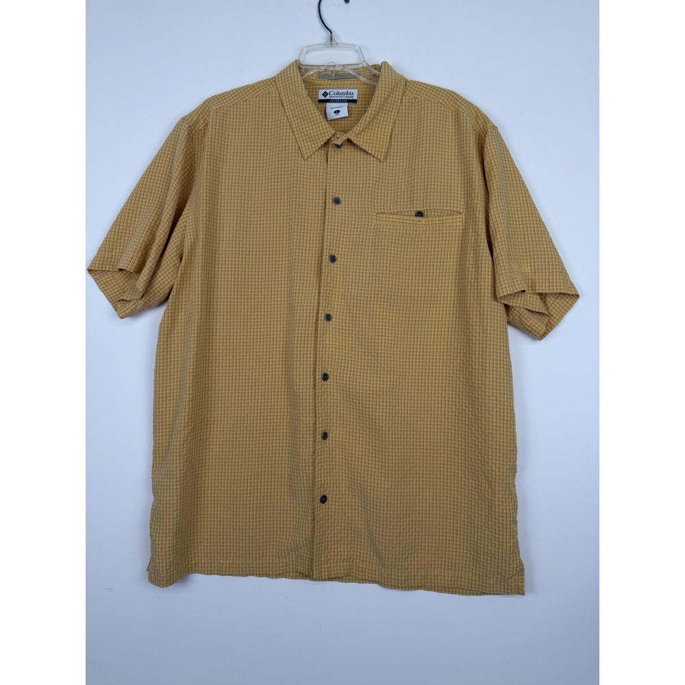 Columbia XCO Mens Short Sleeve‎ Plaid Shirt Size Large Color Yellow